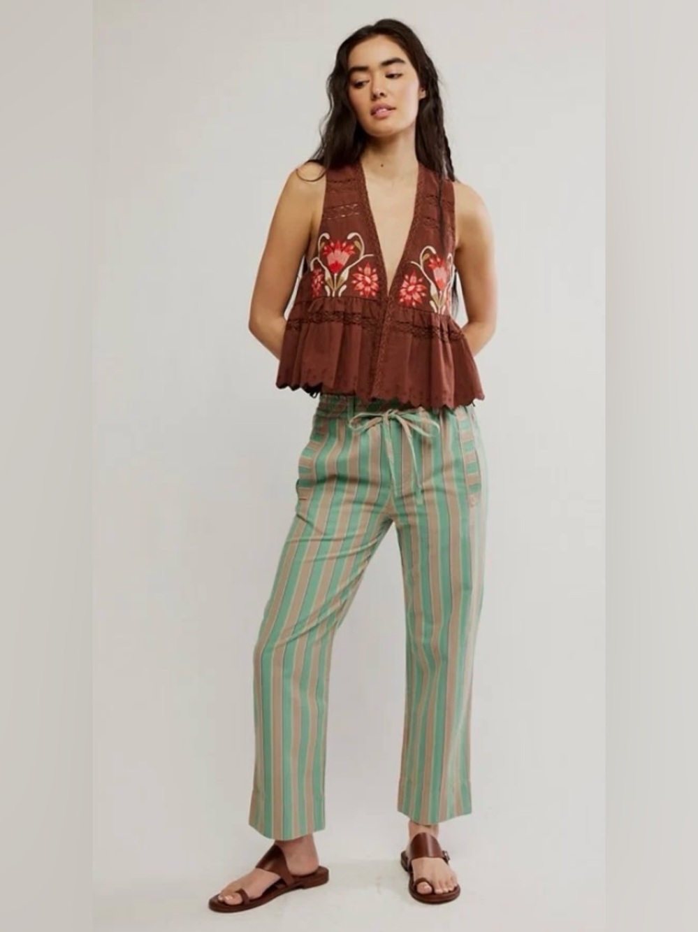 FREE PEOPLE Marielle Pull-On Pants/Ginger Combo size extra small